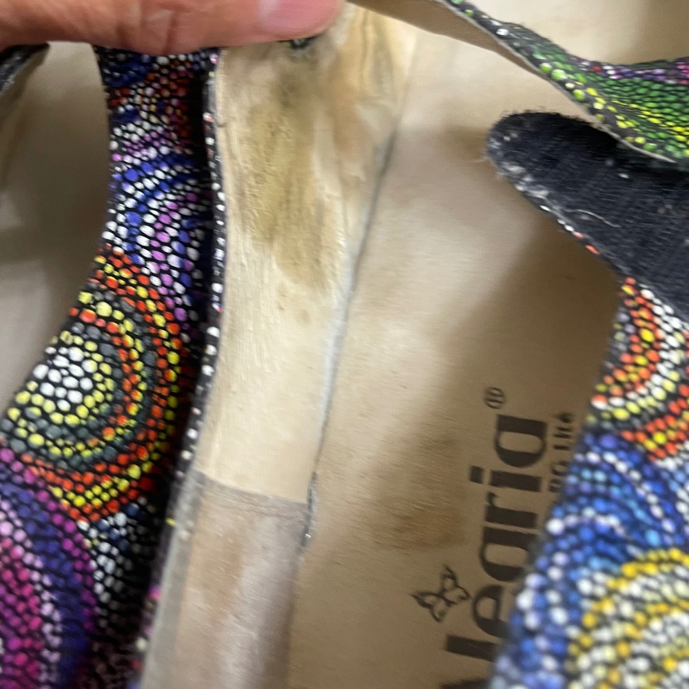 Alegria Paloma Multi Color Mosaic Dot Leather Mary Jane Clog Shoes Woman 9.5-10 - Picture 8 of 11